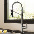 Contemporary Commercial-Style 2-Function Single-Handle Pull-Down Kitchen Faucet with LED Base SFS-1091-NK - Brushed Nickel