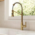 Contemporary Commercial-Style 2-Function Single-Handle Pull-Down Kitchen Faucet with LED Base SFS-1091-GD - Brushed Gold