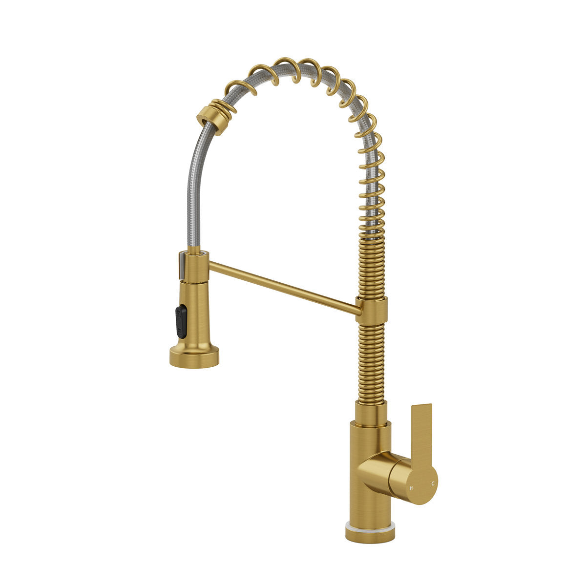 Contemporary Commercial-Style 2-Function Single-Handle Pull-Down Kitchen Faucet with LED Base SFS-1091-GD - Brushed Gold