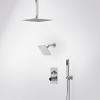 Ceiling Mount 12" High-Pressure Rainfall Shower Faucet, Dual Rainfall Shower Head System with Thermostatic Valve SFS1007-CH12 - Chrome