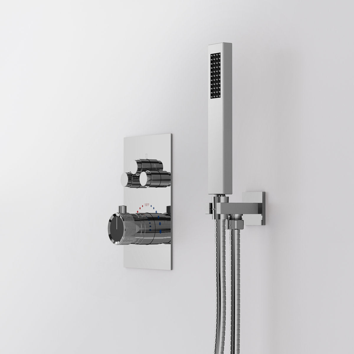 Ceiling Mount 12" High-Pressure Rainfall Shower Faucet, Dual Rainfall Shower Head System with Thermostatic Valve SFS1007-CH12 - Chrome