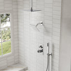Ceiling Mount 12" High-Pressure Rainfall Shower Faucet, Dual Rainfall Shower Head System with Thermostatic Valve SFS1007-CH12 - Chrome
