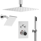 Ceiling Mount 12" High-Pressure Rainfall Shower Faucet, Dual Rainfall Shower Head System with Thermostatic Valve SFS1007-CH12 - Chrome
