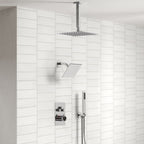 Ceiling Mount 12" High-Pressure Rainfall Shower Faucet, Dual Rainfall Shower Head System with Thermostatic Valve SFS1007-CH12 - Chrome