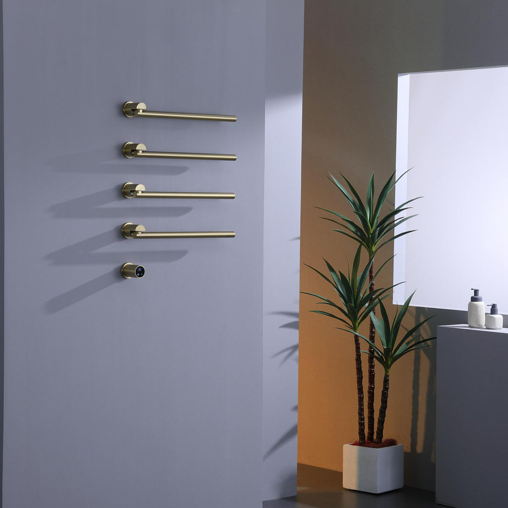 Bathroom 180 Degree Rotating Smart Constant Temperature Electric Towel Rack LS036 - Gold