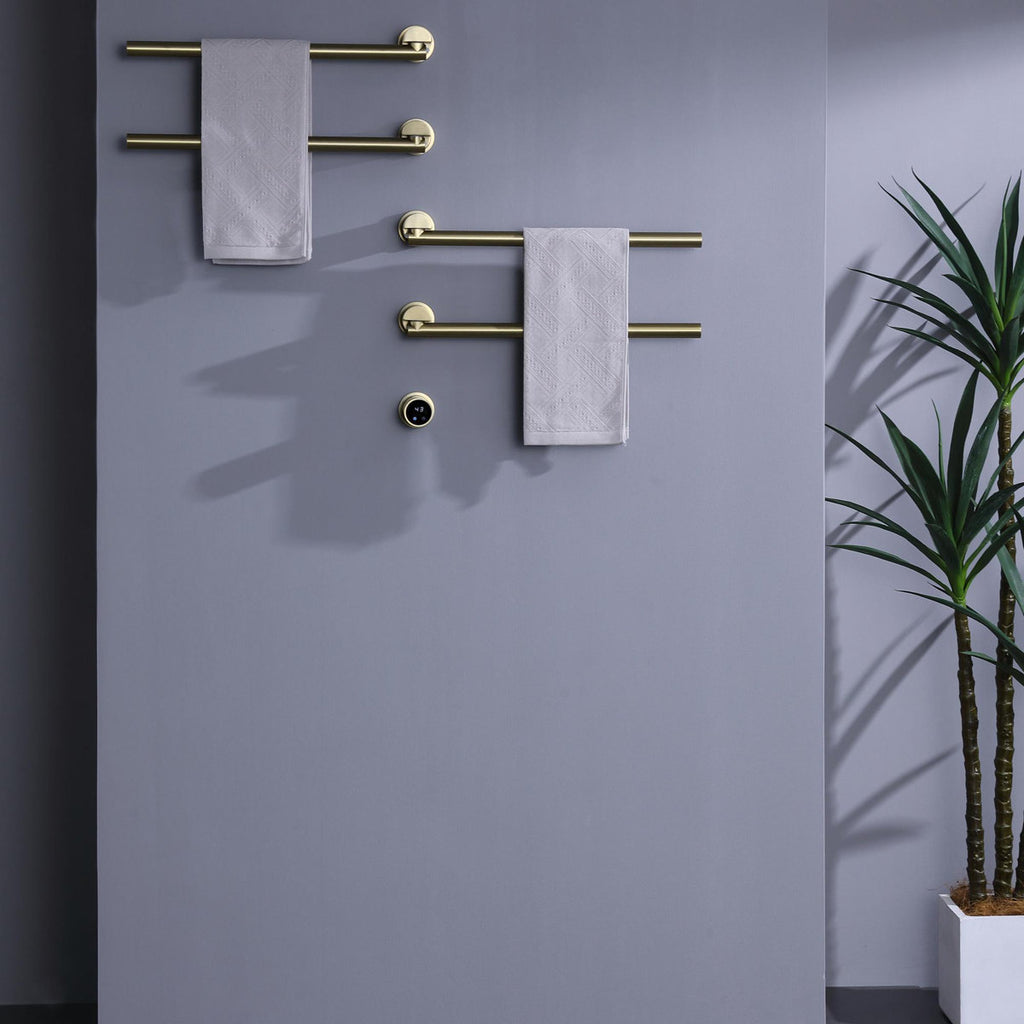 Bathroom 180 Degree Rotating Smart Constant Temperature Electric Towel Rack LS036 - Gold