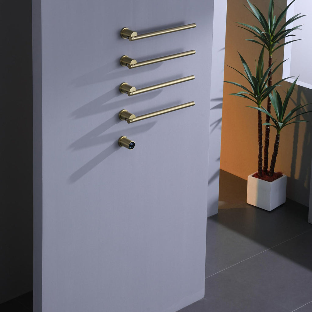 Bathroom 180 Degree Rotating Smart Constant Temperature Electric Towel Rack LS036 - Gold