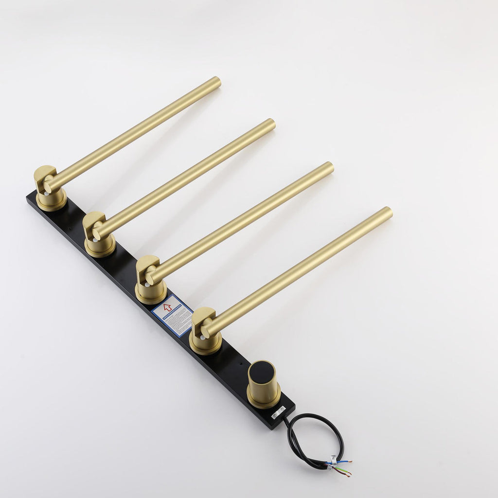 Bathroom 180 Degree Rotating Smart Constant Temperature Electric Towel Rack LS036 - Gold