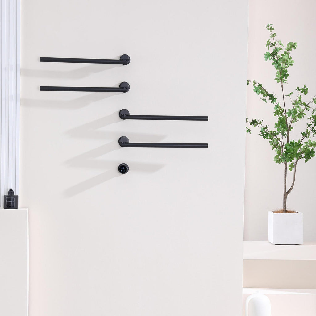 Bathroom 180 Degree Rotating Smart Constant Temperature Electric Towel Rack LS035 - Black
