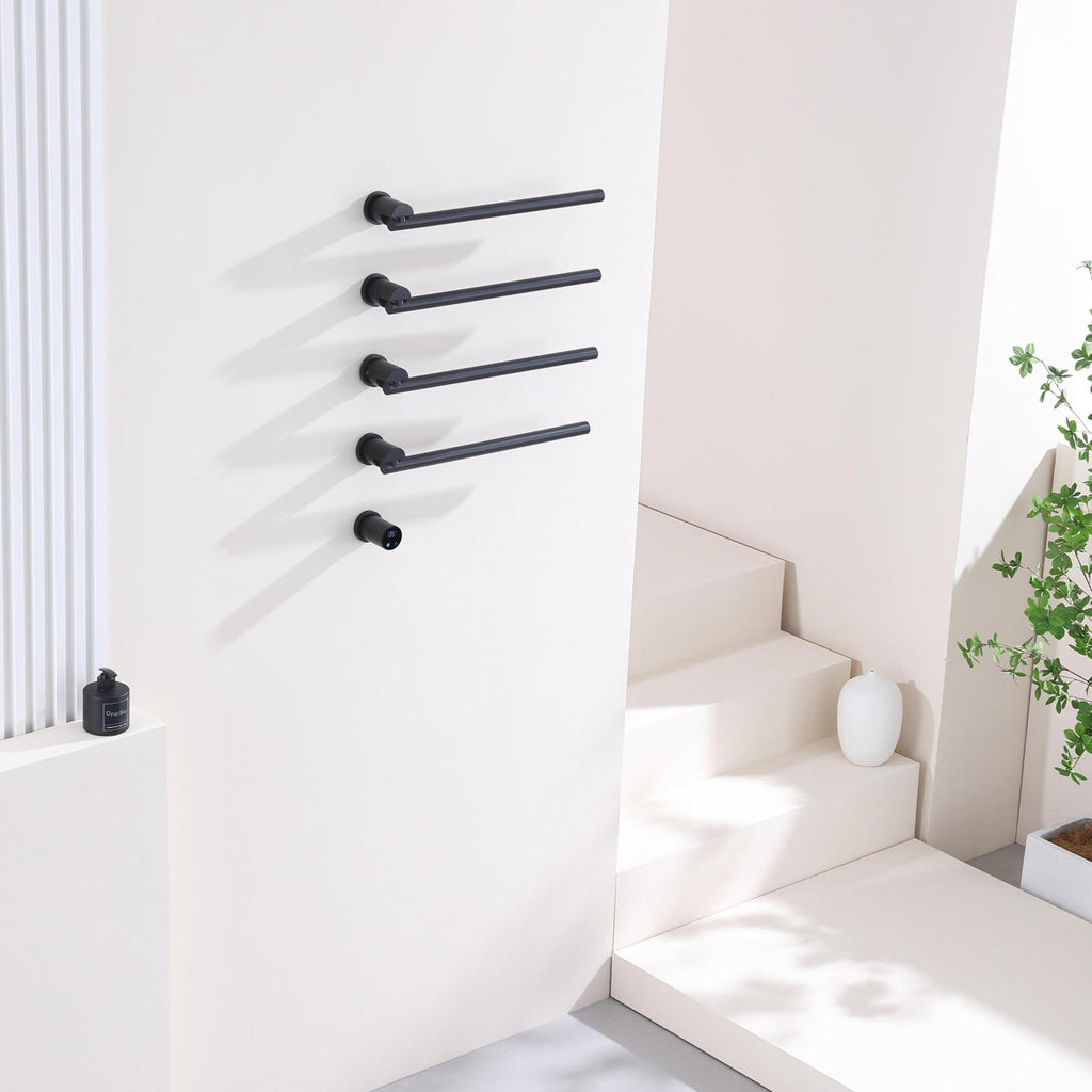 Bathroom 180 Degree Rotating Smart Constant Temperature Electric Towel Rack LS035 - Black