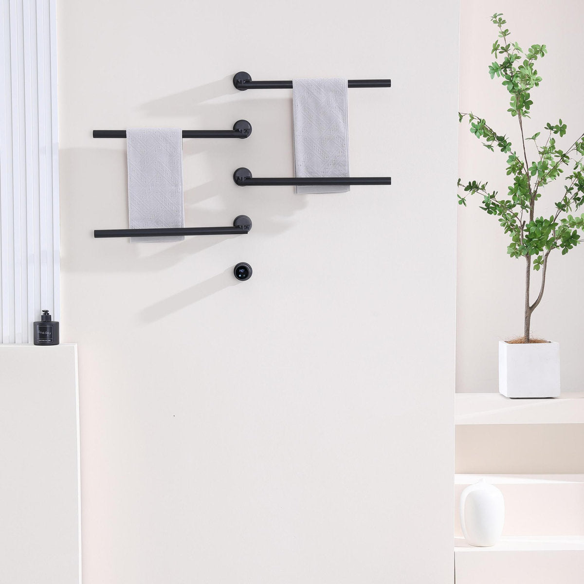 Bathroom 180 Degree Rotating Smart Constant Temperature Electric Towel Rack LS035 - Black