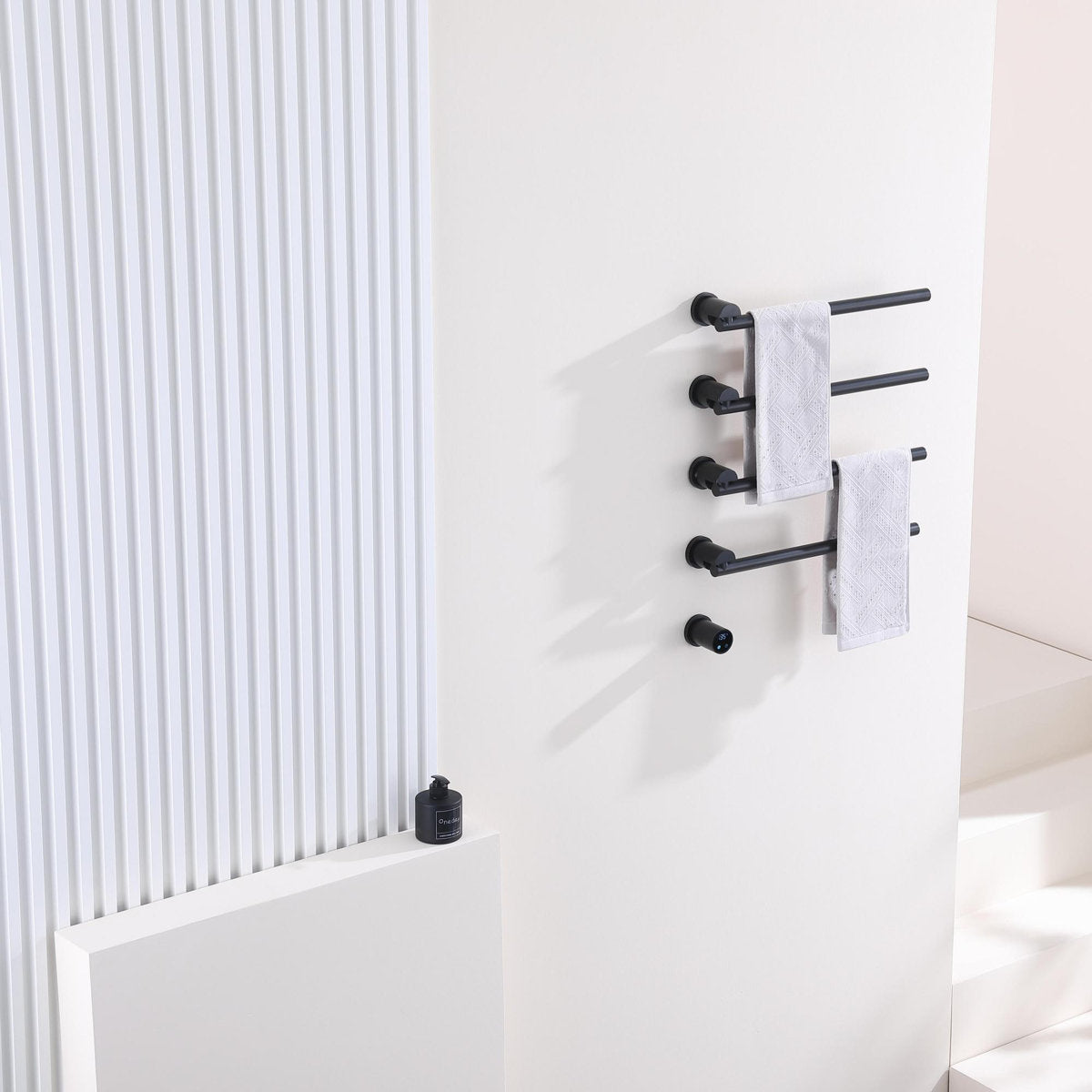 Bathroom 180 Degree Rotating Smart Constant Temperature Electric Towel Rack LS035 - Black