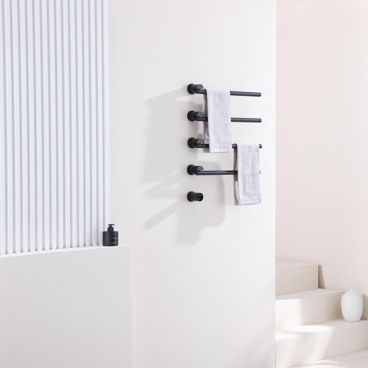 Bathroom 180 Degree Rotating Smart Constant Temperature Electric Towel Rack LS035 - Black