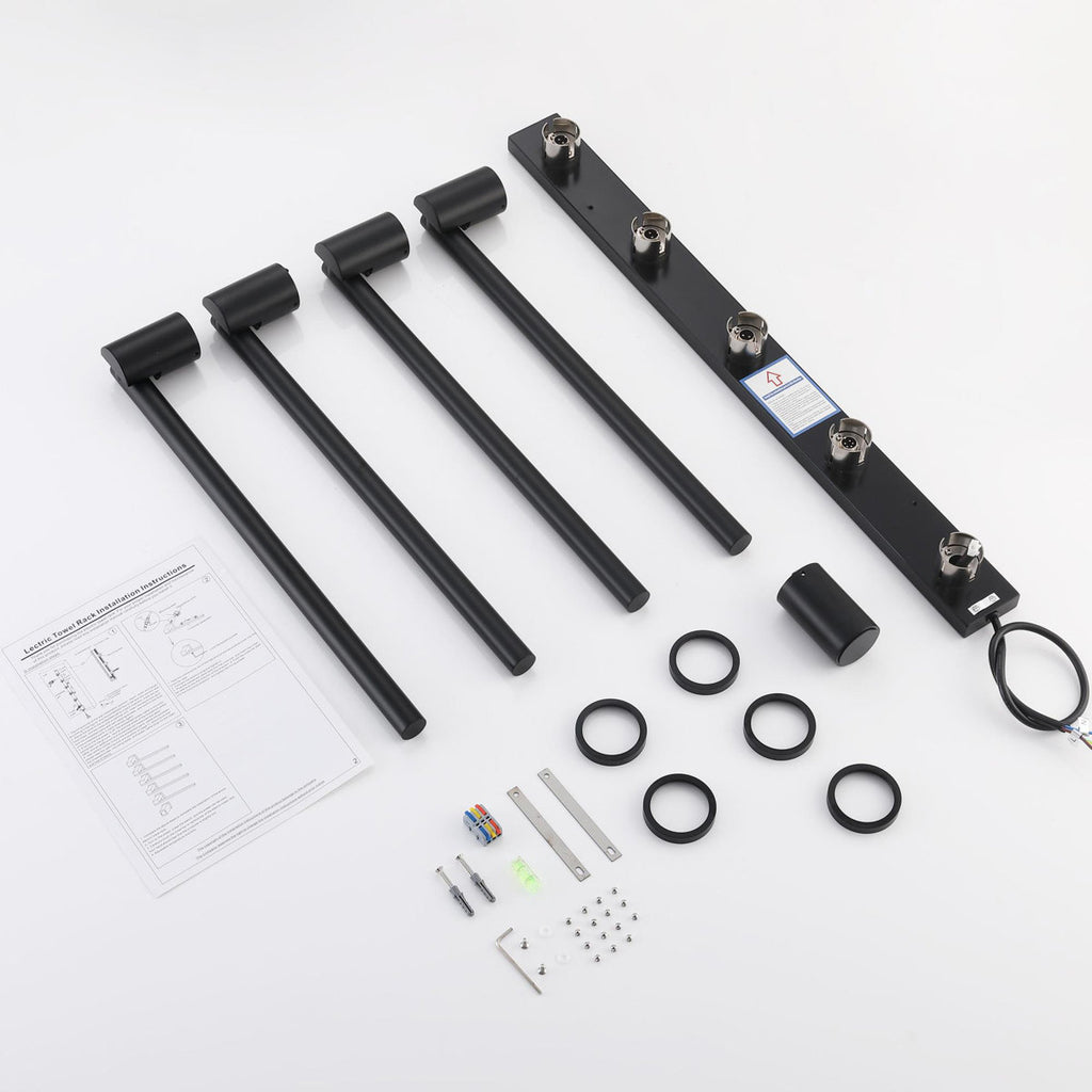Bathroom 180 Degree Rotating Smart Constant Temperature Electric Towel Rack LS035 - Black