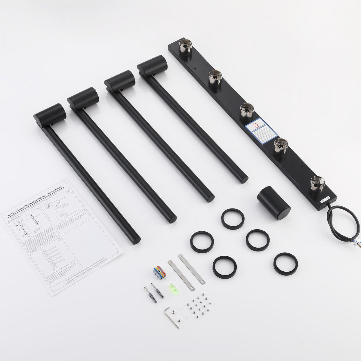 Bathroom 180 Degree Rotating Smart Constant Temperature Electric Towel Rack LS035 - Black