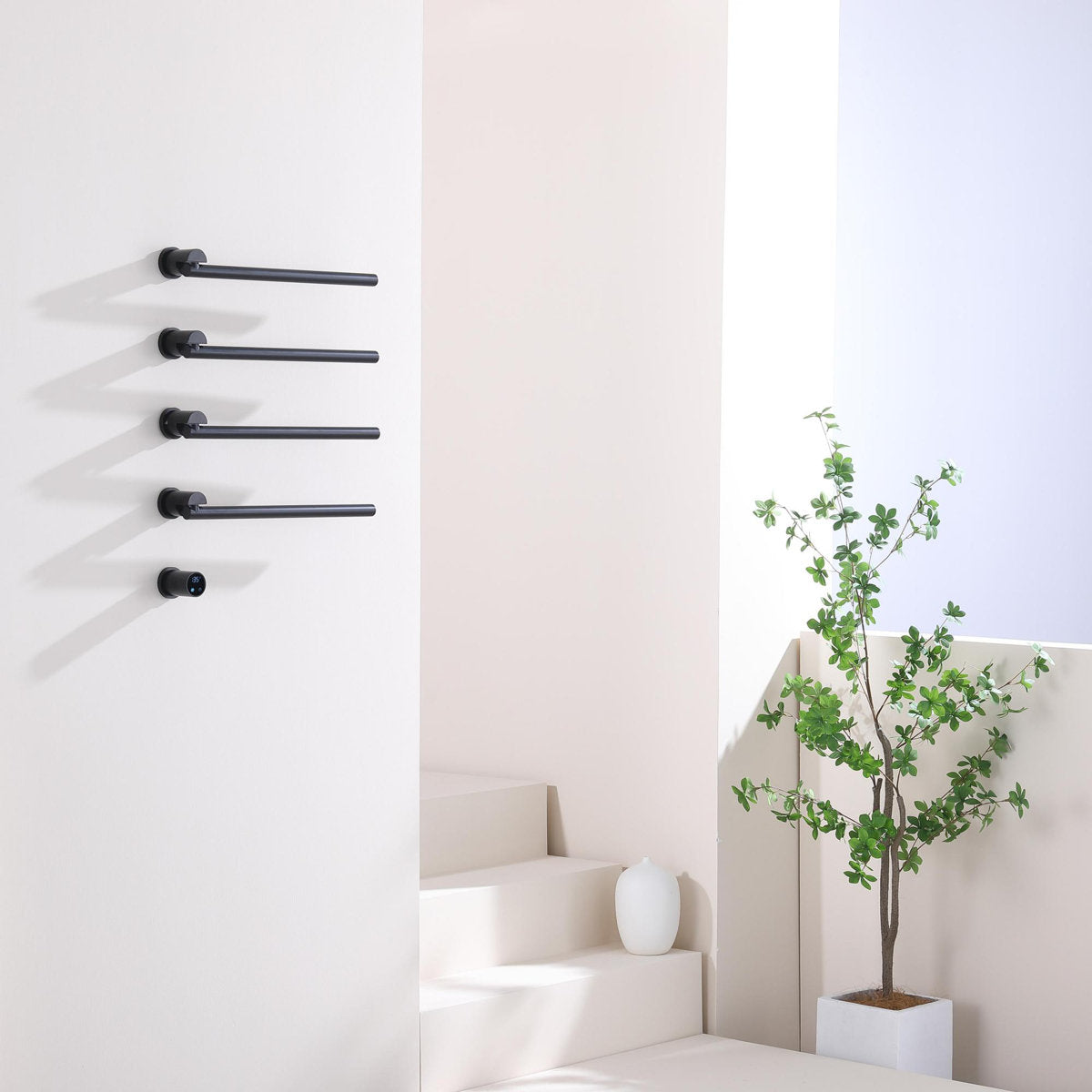 Bathroom 180 Degree Rotating Smart Constant Temperature Electric Towel Rack LS035 - Black
