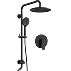 Wall Mount Pressure-Balanced Shower System,10" Rainfall Shower Head with Slider Bar Handheld Spray SFS-1098-BK10 - Matte Black