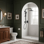 Wall Mount Pressure-Balanced Shower System,10" Rainfall Shower Head with Slider Bar Handheld Spray SFS-1098-BK10 - Matte Black