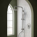 Wall Mount Pressure-Balanced Shower System, 10" Rainfall Shower Head with Slider Bar Handheld Spray SFS-1098-NK10 - Brushed Nickel