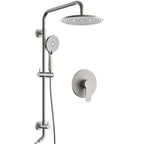 Wall Mount Pressure-Balanced Shower System, 10" Rainfall Shower Head with Slider Bar Handheld Spray SFS-1098-NK10 - Brushed Nickel