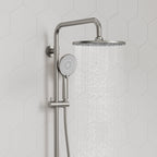 Wall Mount Pressure-Balanced Shower System, 10" Rainfall Shower Head with Slider Bar Handheld Spray SFS-1098-NK10 - Brushed Nickel