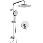 Wall Mount Pressure-Balanced Shower System, 10" Rainfall Shower Head with Slider Bar Handheld Spray SFS-1098-CH10 - Chrome