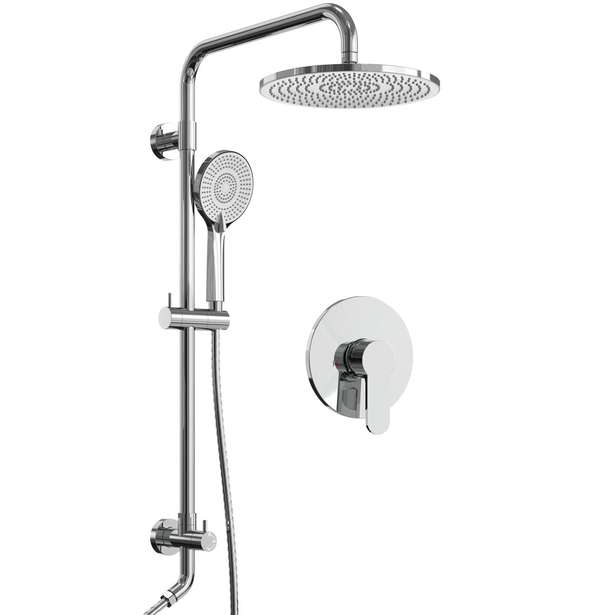 Wall Mount Pressure-Balanced Shower System, 10" Rainfall Shower Head with Slider Bar Handheld Spray SFS-1098-CH10 - Chrome