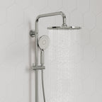Wall Mount Pressure-Balanced Shower System, 10" Rainfall Shower Head with Slider Bar Handheld Spray SFS-1098-CH10 - Chrome