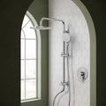Wall Mount Pressure-Balanced Shower System, 10" Rainfall Shower Head with Slider Bar Handheld Spray SFS-1098-CH10 - Chrome