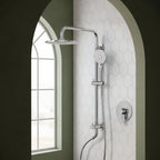 Wall Mount Pressure-Balanced Shower System, 10" Rainfall Shower Head with Slider Bar Handheld Spray SFS-1098-CH10 - Chrome