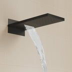 22" Waterfall & Rainfall Shower System with Adjustable Slide Bar Handheld Shower and Pressure-Balanced Valve SFS-1010-BK22 - Matte Black