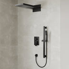 22" Waterfall & Rainfall Shower System with Adjustable Slide Bar Handheld Shower and Pressure-Balanced Valve SFS-1010-BK22 - Matte Black