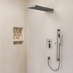 22" Waterfall & Rainfall Shower System with Adjustable Slide Bar Handheld Shower and Pressure-Balanced Valve SFS-1010-NK22 - Brushed Nickel