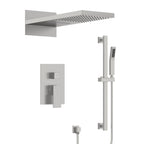 22" Waterfall & Rainfall Shower System with Adjustable Slide Bar Handheld Shower and Pressure-Balanced Valve SFS-1010-NK22 - Brushed Nickel