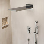 22" Waterfall & Rainfall Shower System with Adjustable Slide Bar Handheld Shower and Pressure-Balanced Valve SFS-1010-CH22 - Chrome