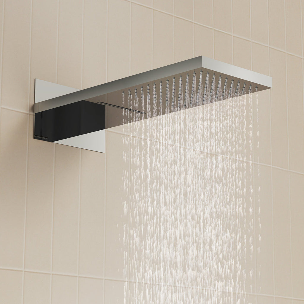 22" Waterfall & Rainfall Shower System with Adjustable Slide Bar Handheld Shower and Pressure-Balanced Valve SFS-1010-CH22 - Chrome