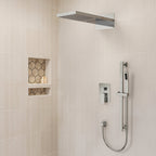 22" Waterfall & Rainfall Shower System with Adjustable Slide Bar Handheld Shower and Pressure-Balanced Valve SFS-1010-CH22 - Chrome