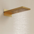 22" Waterfall & Rainfall Shower System with Adjustable Slide Bar Handheld Shower and Pressure-Balanced Valve SFS-1010-GD22 - Brushed Gold