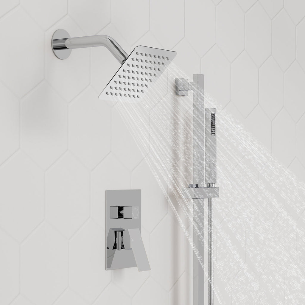 Wall Mount High-Pressure Rainfall Shower Faucet, Dual Showerheads System with Handheld Shower SFS-1059-CH10 - Chrome