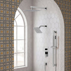 Wall Mount High-Pressure Rainfall Shower Faucet, Dual Showerheads System with Handheld Shower SFS-1059-CH10 - Chrome