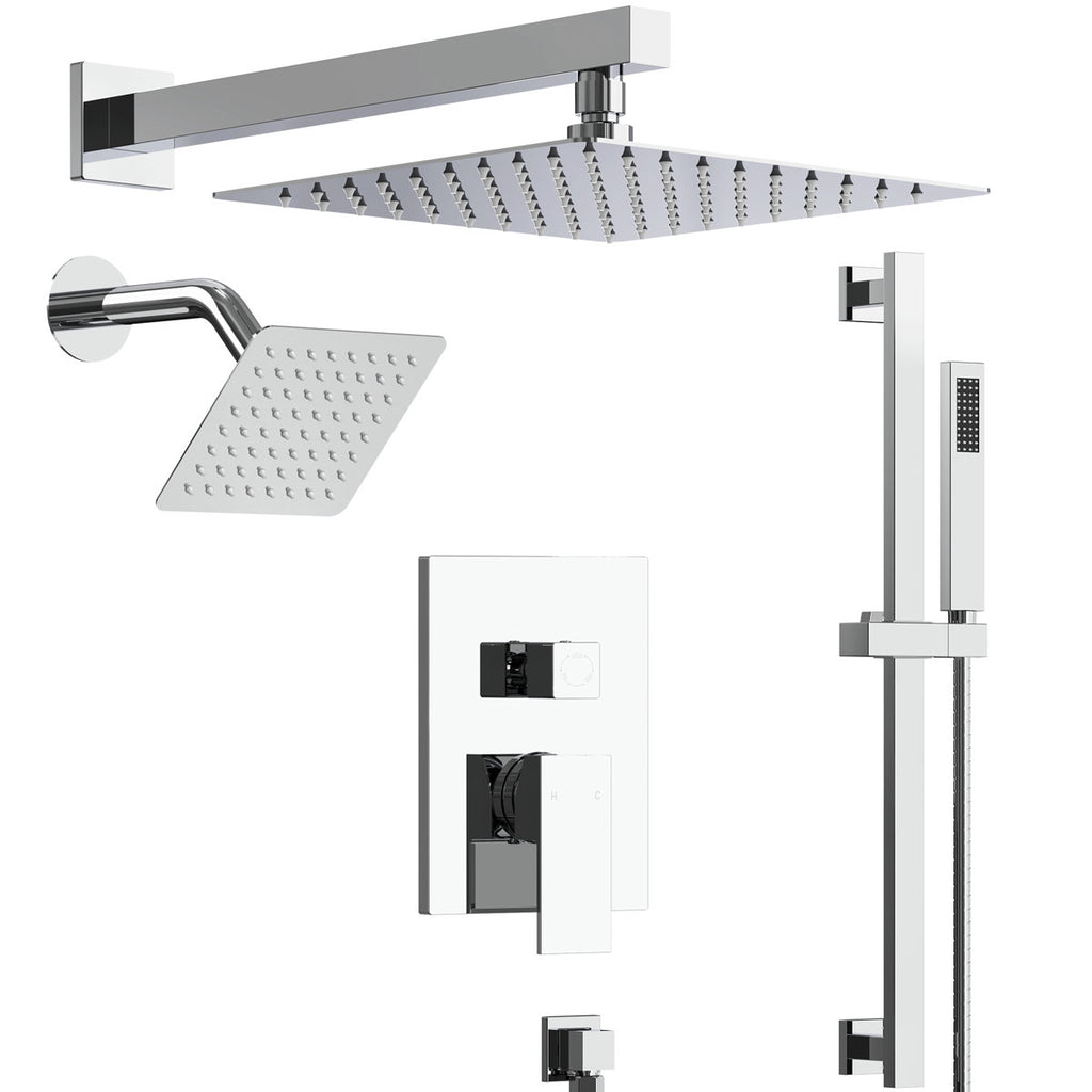 Wall Mount High-Pressure Rainfall Shower Faucet, Dual Showerheads System with Handheld Shower SFS-1059-CH10 - Chrome