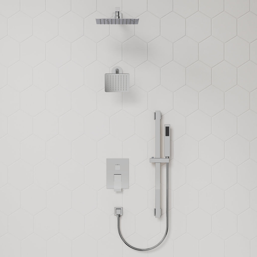 Wall Mount High-Pressure Rainfall Shower Faucet, Dual Showerheads System with Handheld Shower SFS-1059-CH10 - Chrome
