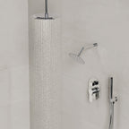 Ceiling Mount High-Pressure Rainfall Shower Faucet, Dual Showerheads System with Rough-in Valve, Handheld Shower SFS-1057-CH10 - Chrome