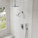Ceiling Mount High-Pressure Rainfall Shower Faucet, Dual Showerheads System with Rough-in Valve, Handheld Shower SFS-1057-CH10 - Chrome