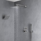 Thermostatic 12" High-Pressure Rainfall Shower Faucet, Dual Showerheads System with Handheld Shower SFS-1003A-CH12 - Chrome