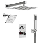 Thermostatic 12" High-Pressure Rainfall Shower Faucet, Dual Showerheads System with Handheld Shower SFS-1003A-CH12 - Chrome