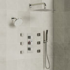 Thermostatic Dual Showerheads System, Wall Mount 12" High-Pressure Rainfall Shower Faucet with Handheld Spray and Body Jet SFS-1017-CH12 - Chrome