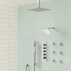 Ceiling Mount 16" High-Pressure Rainfall Shower Faucet, Dual Rainfall Shower Head System with Thermostatic Valve SFS-1031-CH16 - Chrome