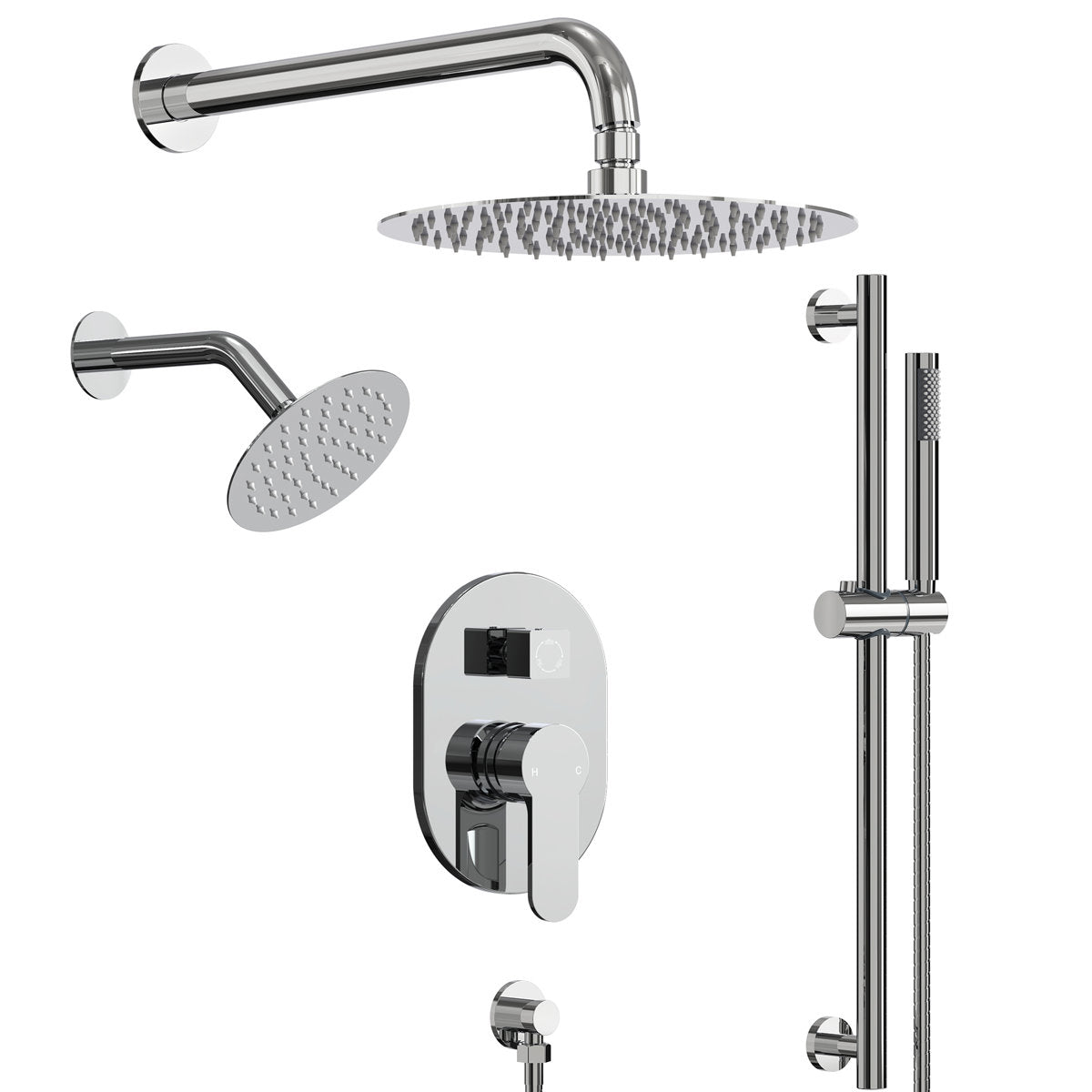 PressureBalanced Shower System, 10" Rainfall Dual Showerheads with Handheld Shower SFS-1058-CH10 - Chrome