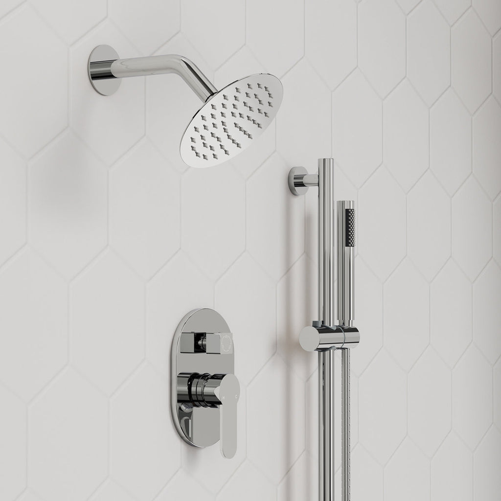 PressureBalanced Shower System, 10" Rainfall Dual Showerheads with Handheld Shower SFS-1058-CH10 - Chrome